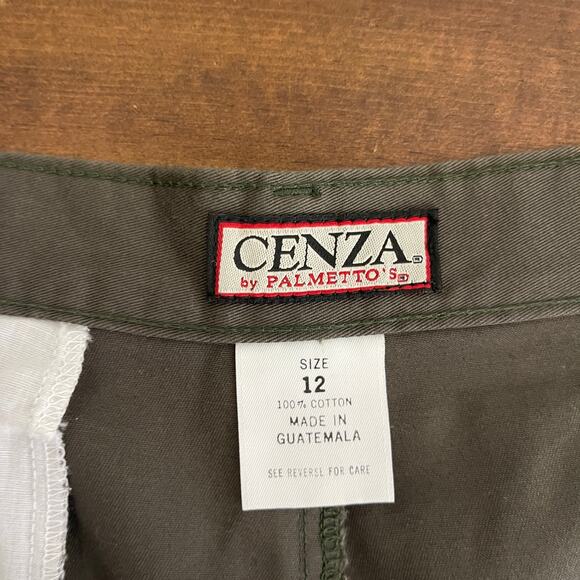 Vintage 90s Cenza Olive green Pleated Trouser Shorts Utility Women's 12 Fits 8 - Picture 3 of 11